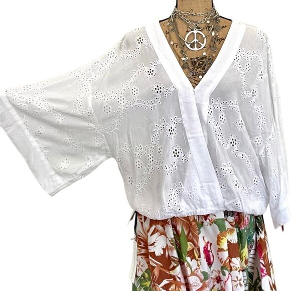 Young Fabulous & Broke Tops - YFB Young Fabulous & Broke white eyelet top size MEDIUM